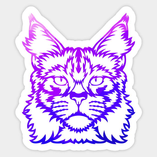 Maine Coon Cat head graphic deep purple vector illustration Sticker by Tiaratimbleweed